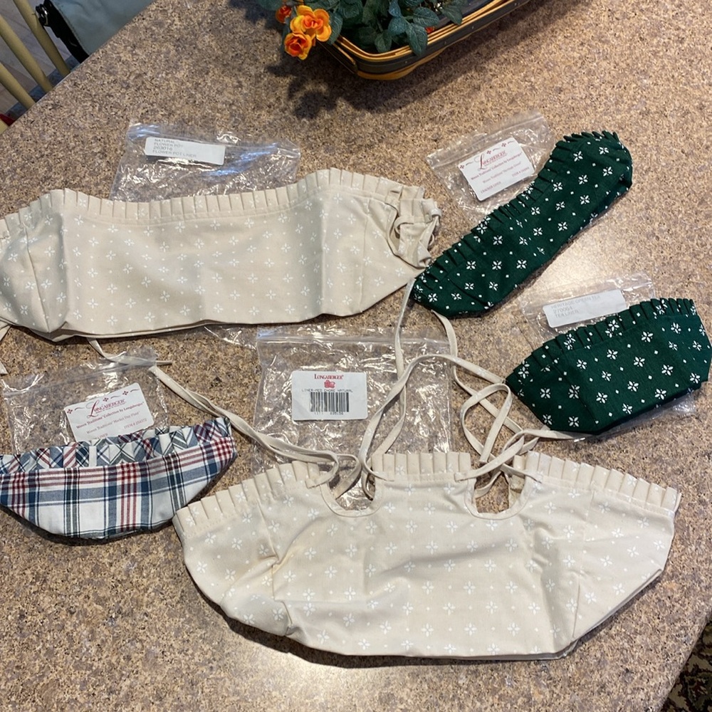 5 Longaberger Fabric Liners Possibly Med Chore, Flower Pot, Cracker, Button, Tea - Picture 3 of 13